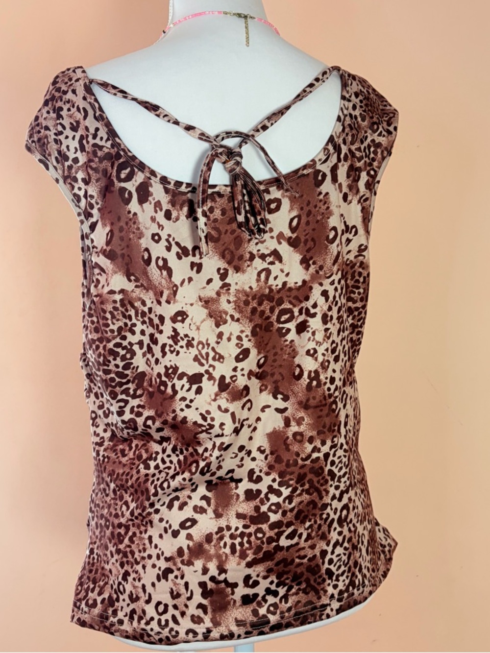 Leopard Print Surplice Tank Top in Brown & Cream - Picture 5 of 6